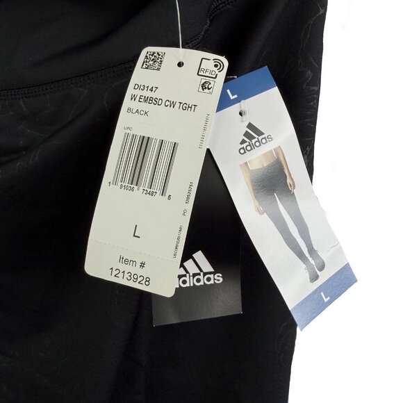 NWT ADIDAS CLIMALITE Embossed Black Floral Tights Active Leggings Women’s Size L - Picture 8 of 13